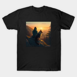 Mountain Hiking Sunset, Adventure Travel with My Dog T-Shirt